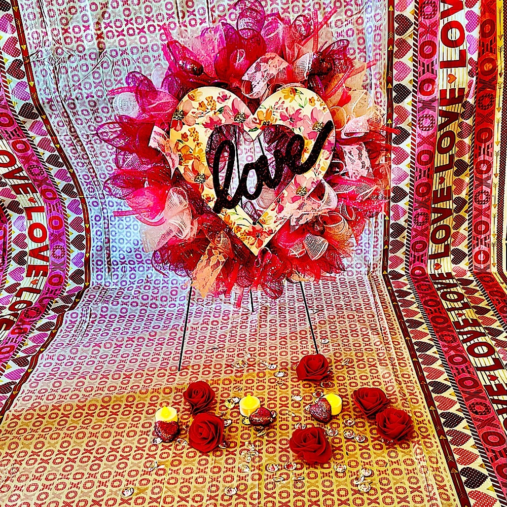 Beautiful handmade Valentines wreath
